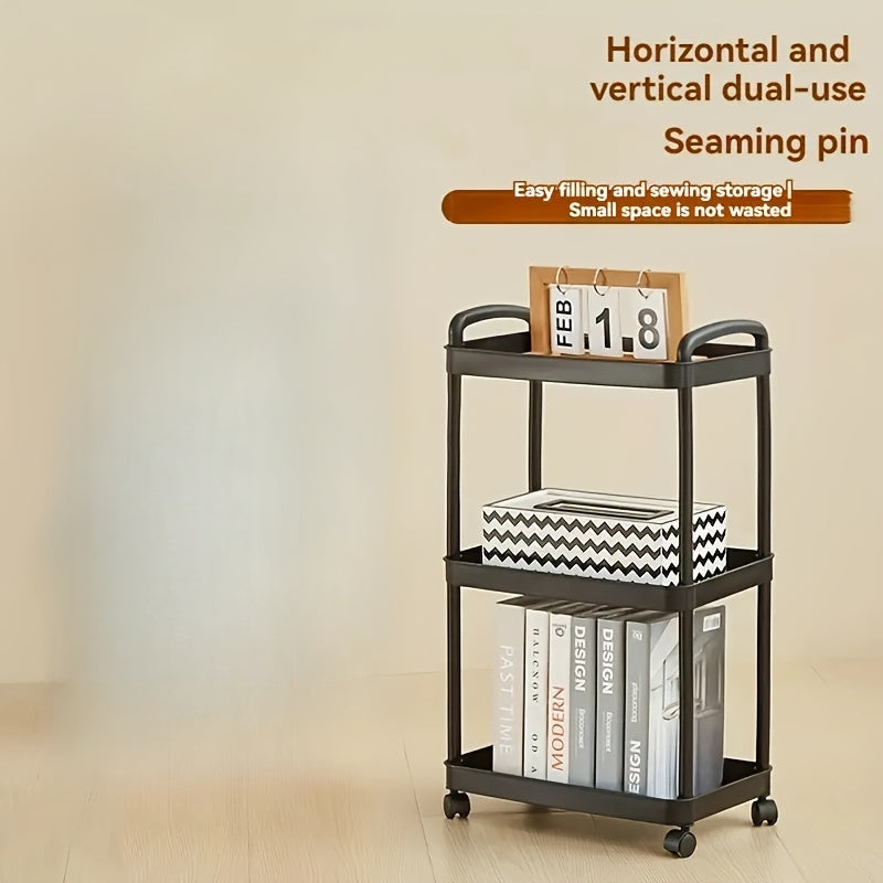 Carro de almacenamiento de cocina con 3 niveles, con ruedas y estantes abiertos multifuncional