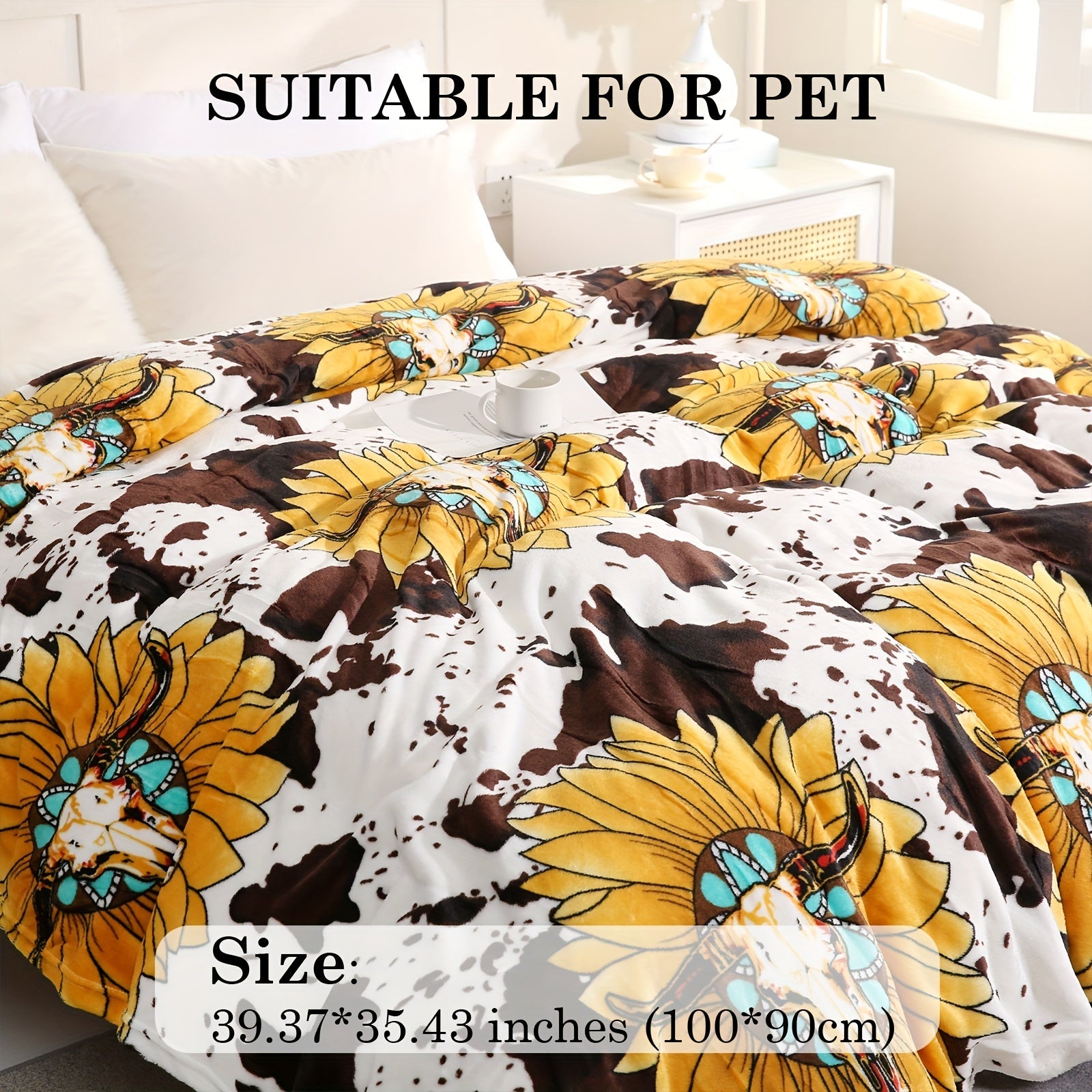 Плед с коровьим принтом, мягкий фланелевый флис, легкий и теплый для дивана и кровати