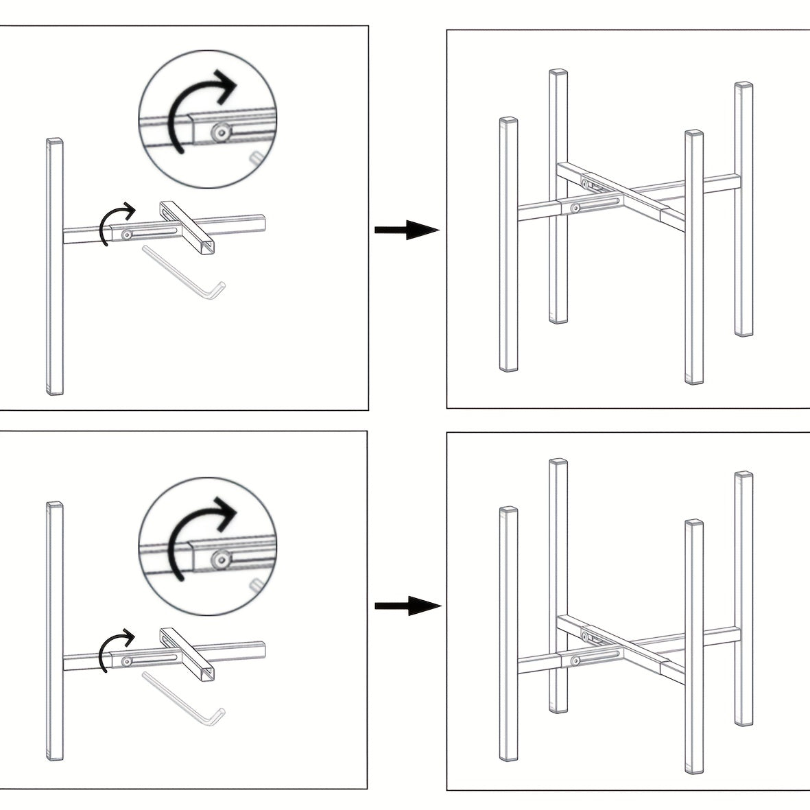 Modern Iron Art Adjustable Square Plant Stand for 8-30.48cm or 10-40.64cm Pots Indoor Outdoor