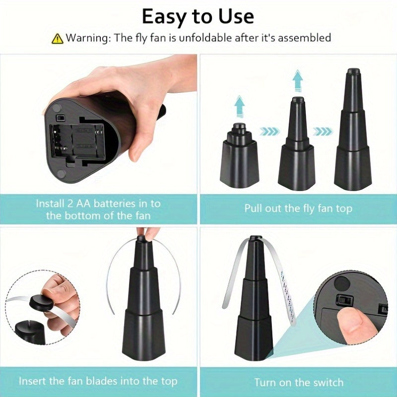 Portable Battery-Operated Fly Repellent Fan ABS Tabletop Pest Control for Indoor Outdoor