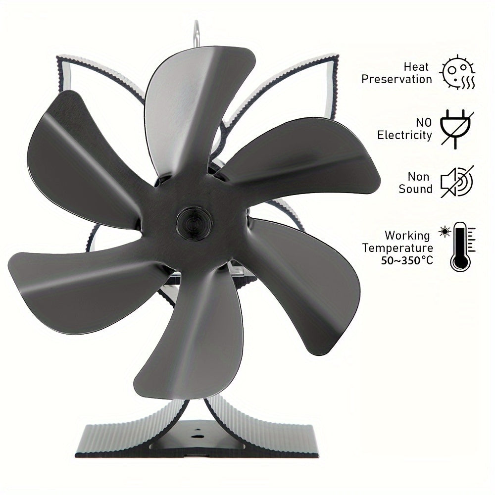 Standing 6-Blade Wood Stove Fan for Efficient Heat Distribution No Electricity Needed