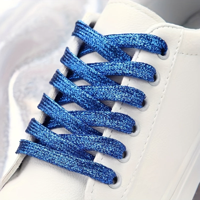 Unisex Glitter Shoe Laces Metallic Silver and Gold Flat for Sneakers