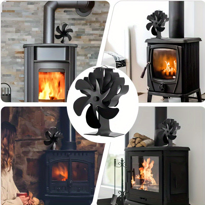 Premium 6-Blade Fireplace Fan for Wood Burners, Quiet, No Electricity Needed