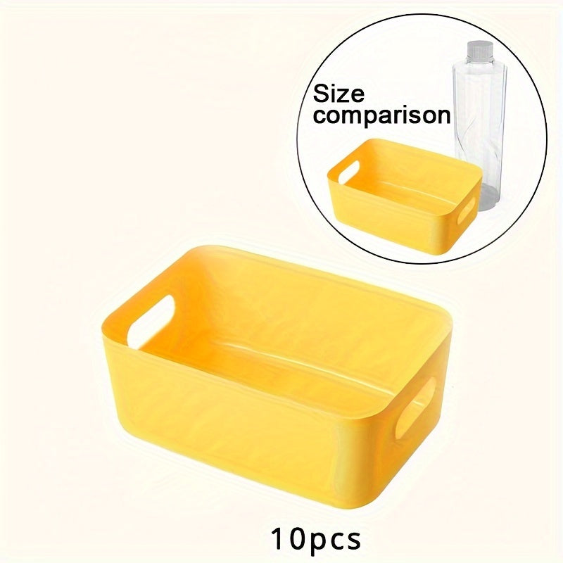 Set of 10 White Plastic Storage Bins for Household Cosmetics Snacks Food Organization