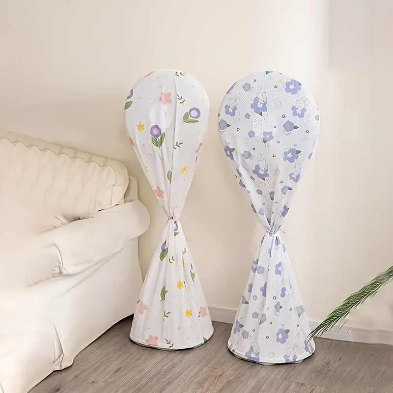 Modern Minimalist PVC Fan Dust Cover with Floral Patterns Full Protection Dust-Proof