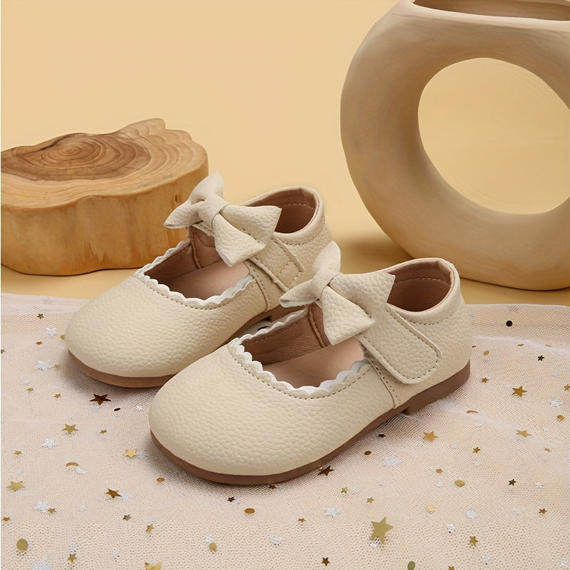 Girls Flat Shoes with Bowknot PU Low Top Casual All-Season