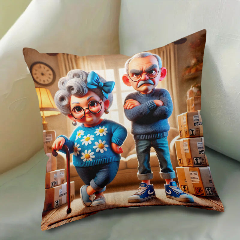 Cartoon Print Pillow Cover Hypoallergenic Polyester Soft Knit Bed Cushion Case