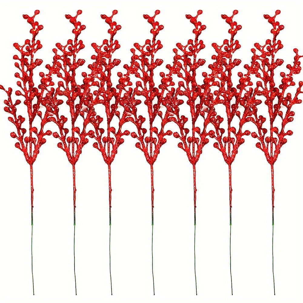 Set of 6 Sparkling Christmas Decorative Gifts with Gold Pink Glitter Berries for Holiday Decor