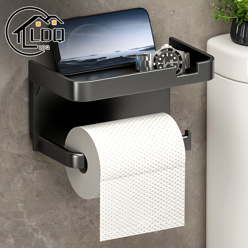 Self-Adhesive Plastic Toilet Tissue Holder with Drawer for Tissue and Phone Storage