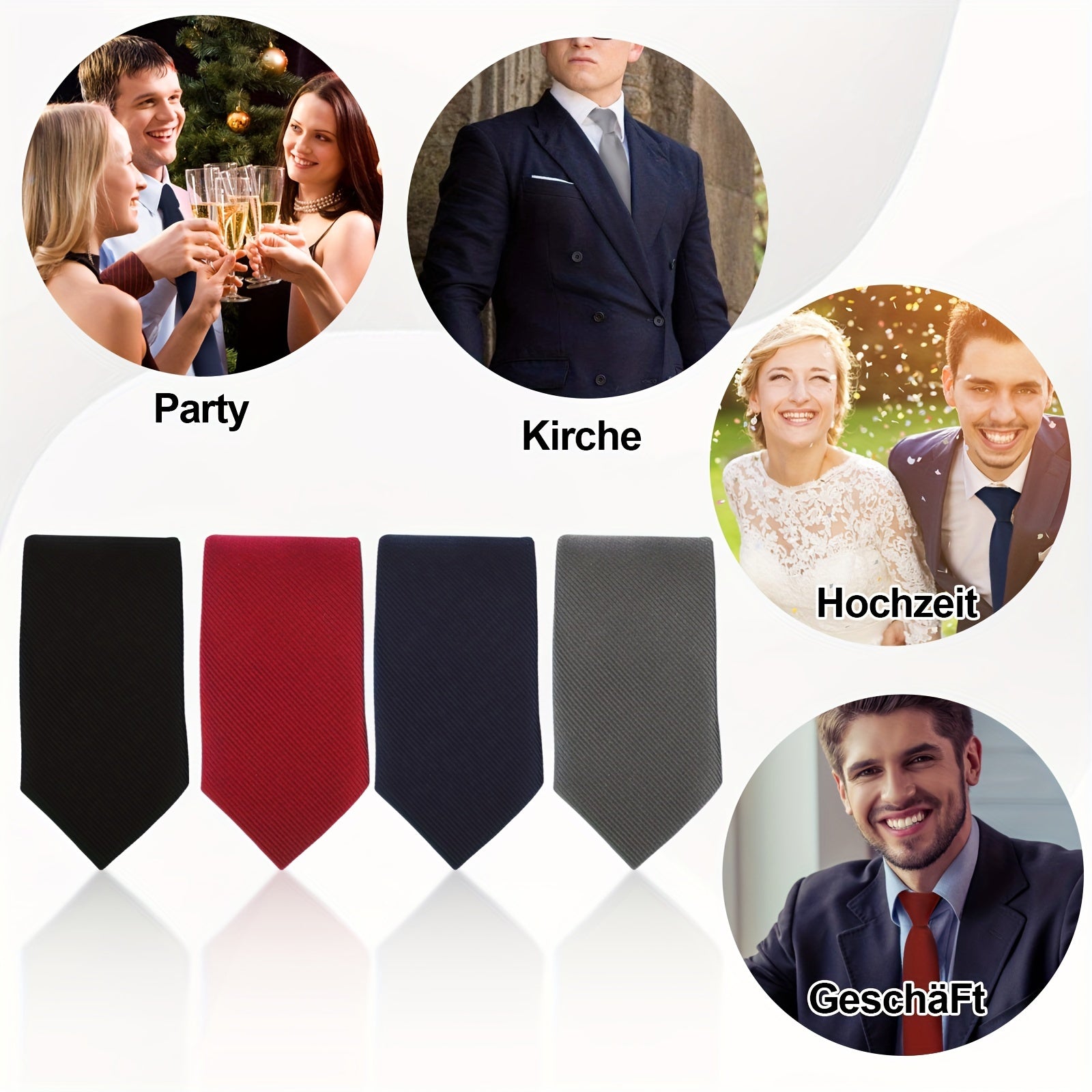 Set of 4 Men's Pre-tied Neckties for Business Attire