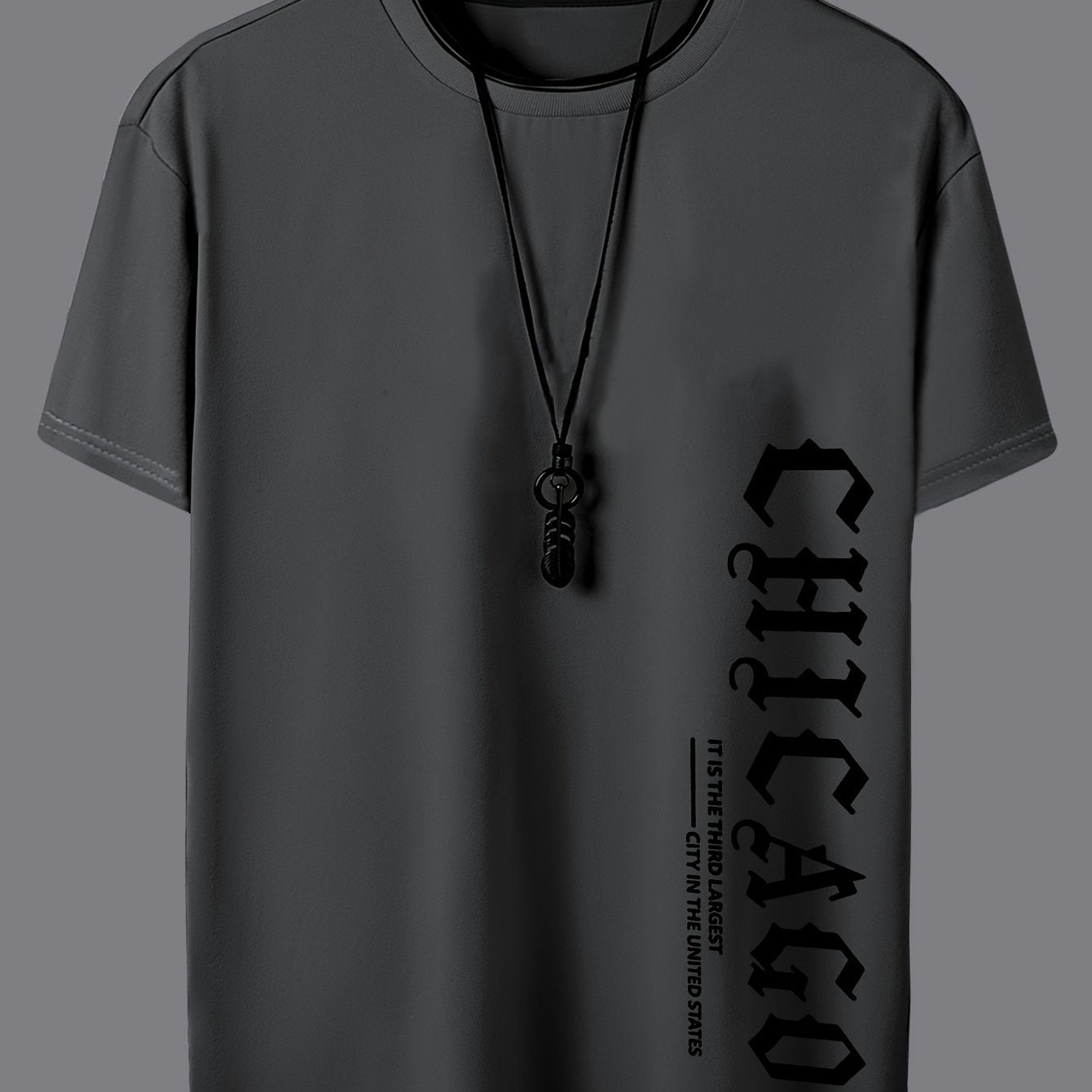 Erkaklar uchun "CHICAGO" harfli printli futbolka, yozgi tasodifiy va ko'chada kiyish uchun mukammal