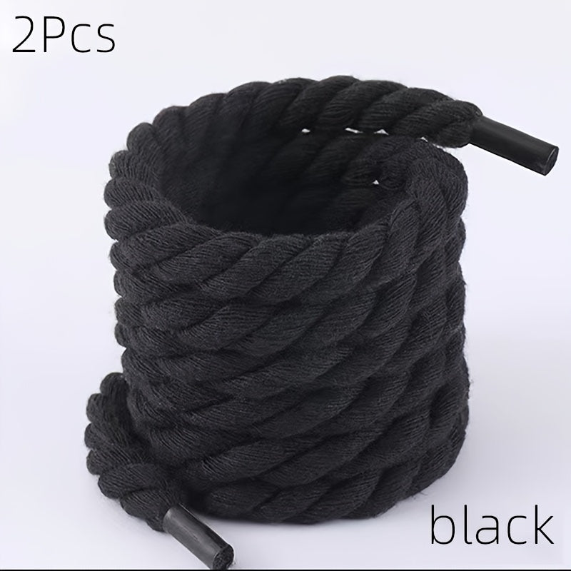 2-Pack Thick Canvas Shoe Laces for Casual Sneakers and Boots Black White Gray