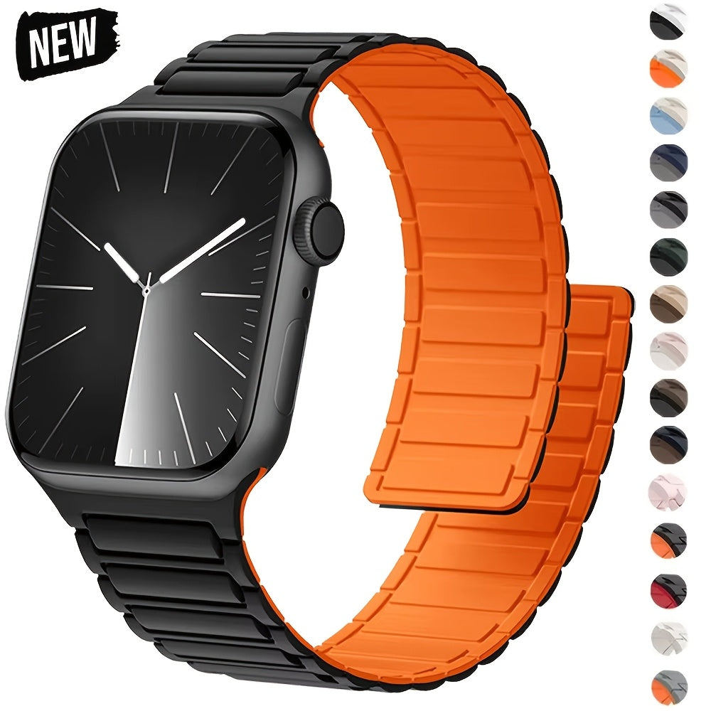 Silicone Magnetic Sport Band for Apple Watch Compatible with Series 1-10 and 38mm-49mm Sizes