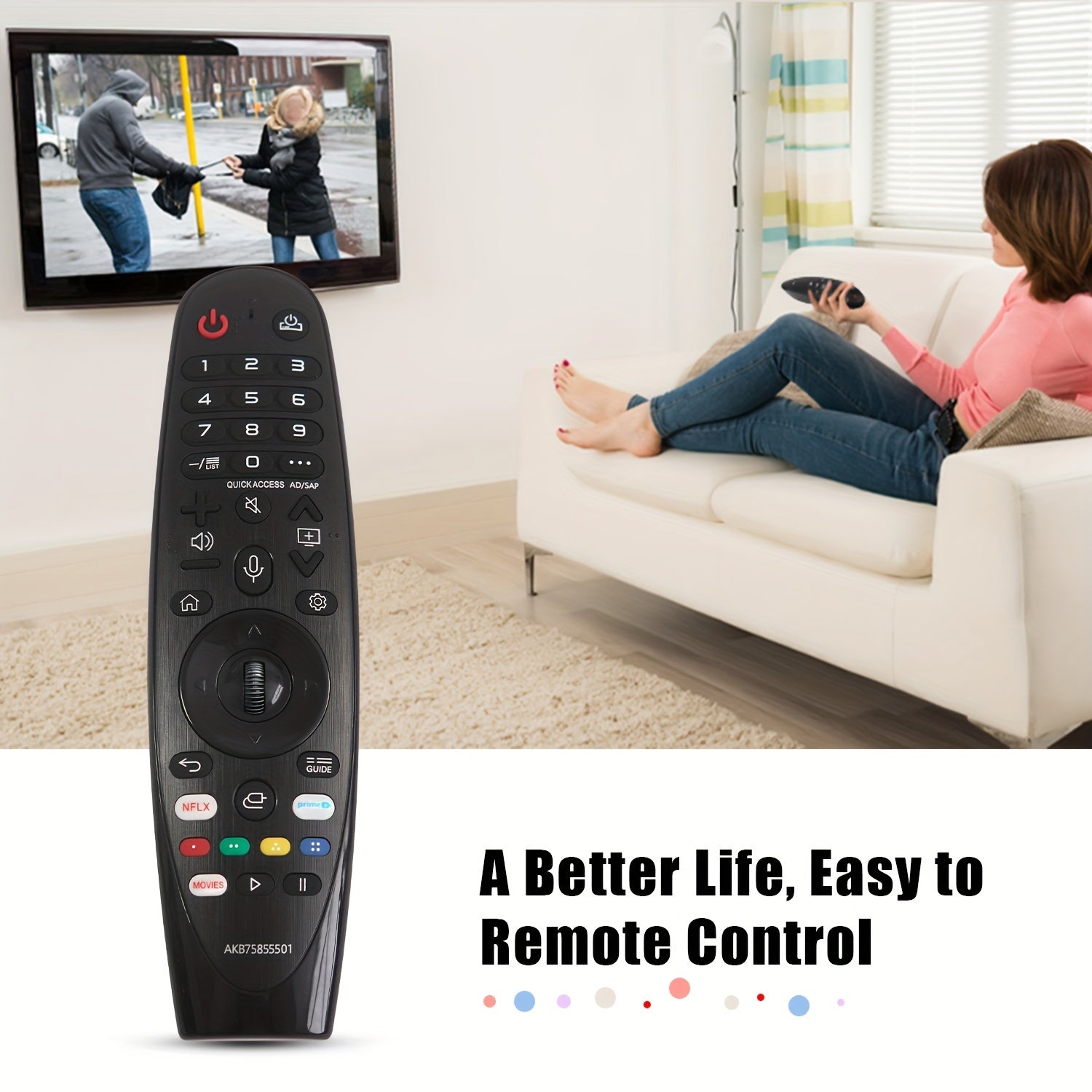 Infrared Replacement Remote Control for Smart TVs Plastic Battery Powered No Pointer