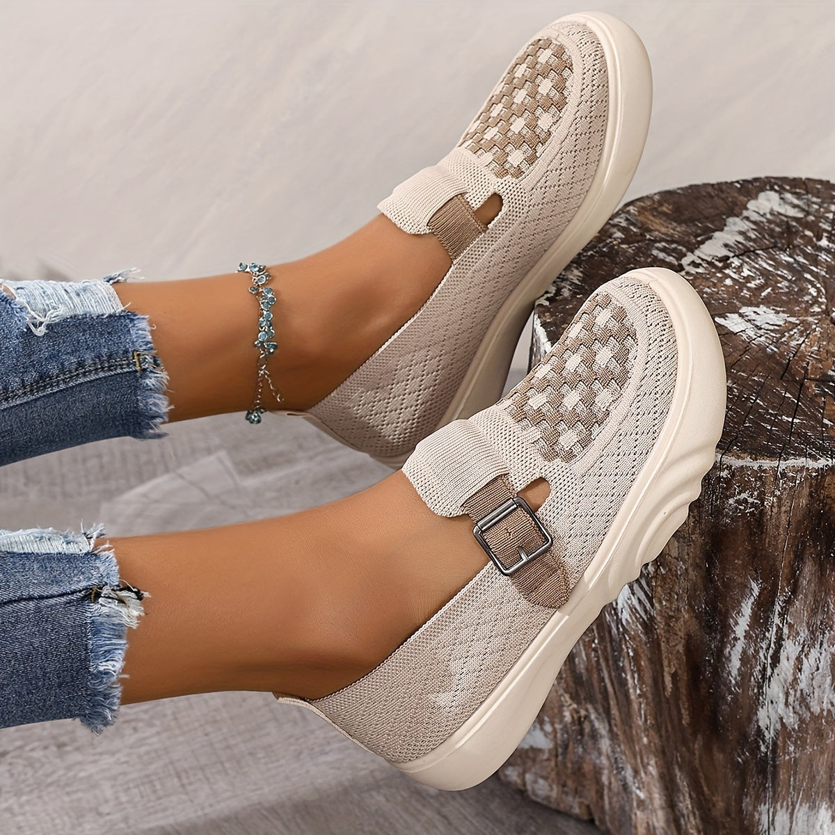 Women's Breathable Mesh Flat Shoes Casual Slip-On Loafers White