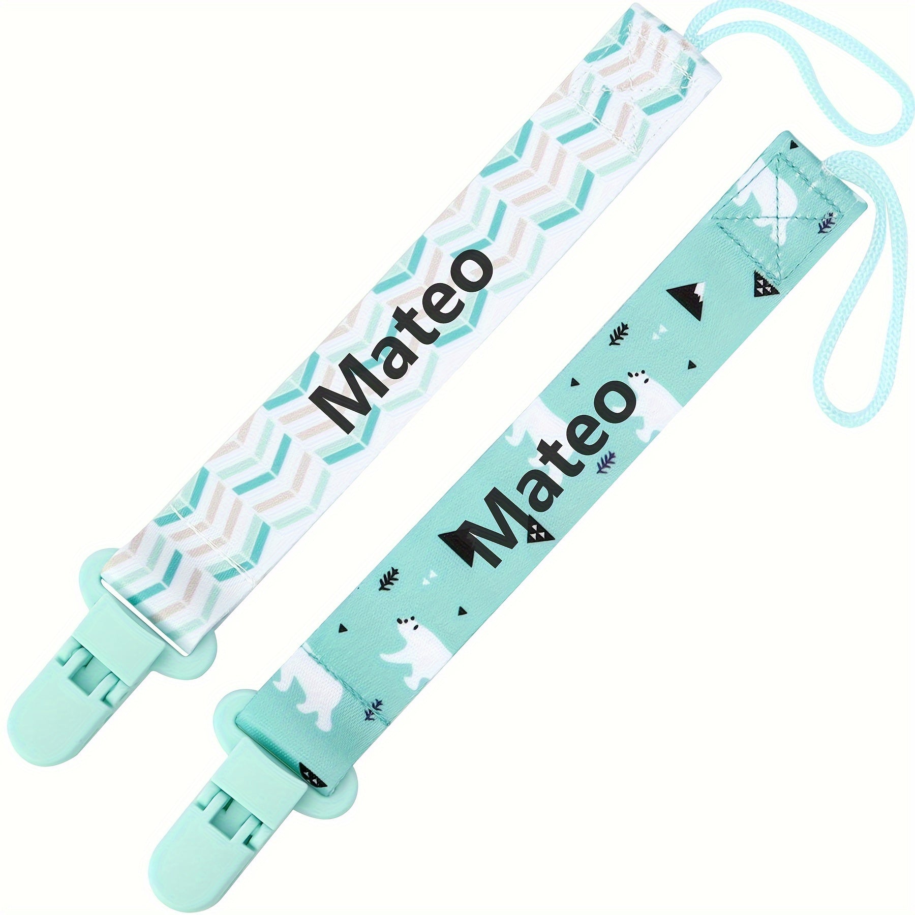 Handcrafted Baby Pacifier Chains Two-Pack Personalized Baptism Gift