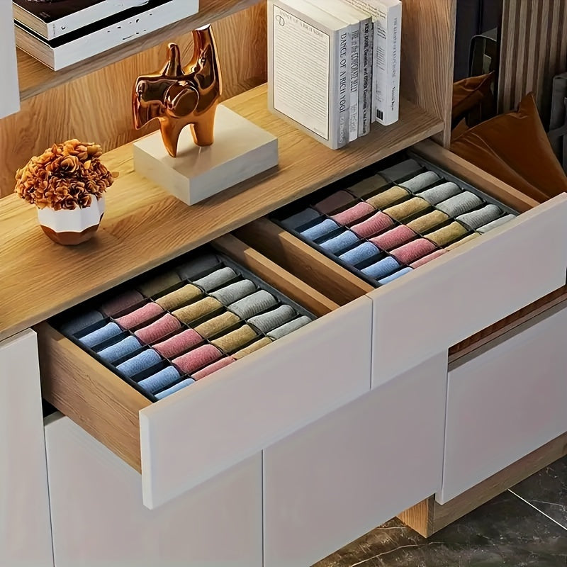 Foldable Storage Organizer Box with 24 Compartments for Socks Bras Ties and More