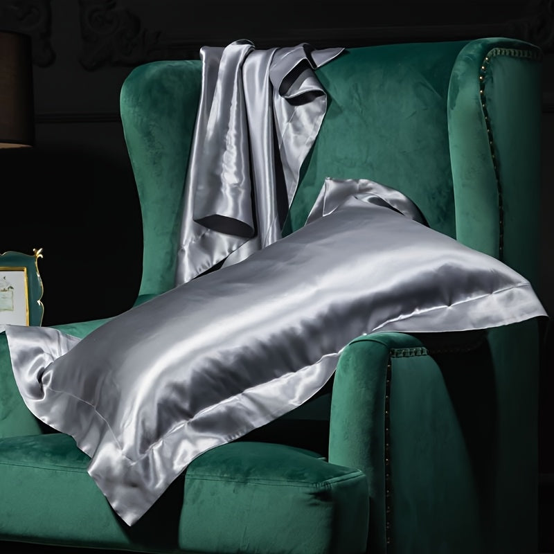 Set of 2 Mulberry Silk Pillowcases 25 Momme Satin Weave Hypoallergenic Solid Color