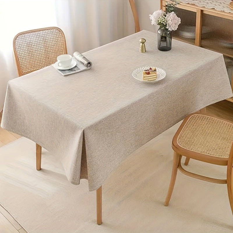 Solid Color Linen Tablecloth with Polyester Filling Large Square for Home Decor