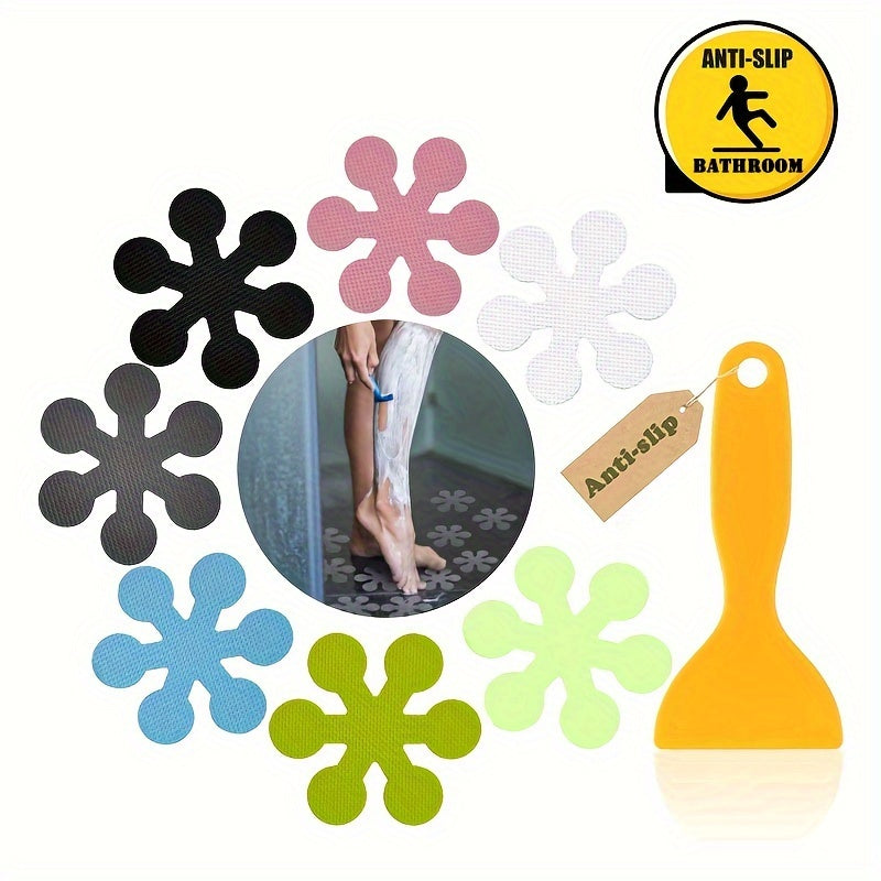 6 ta gullarga o'xshash anti-slip xavfsizlik stikerlari to'plami, turli ranglarda, hammom, dush, zinapoyalar, narvonlar, qayiq va boshqa hammom aksessuarlar uchun ideal.