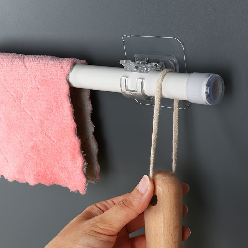 Easy-Install Clear Plastic Curtain Rod Hooks No-Drill Wall Mount Clips