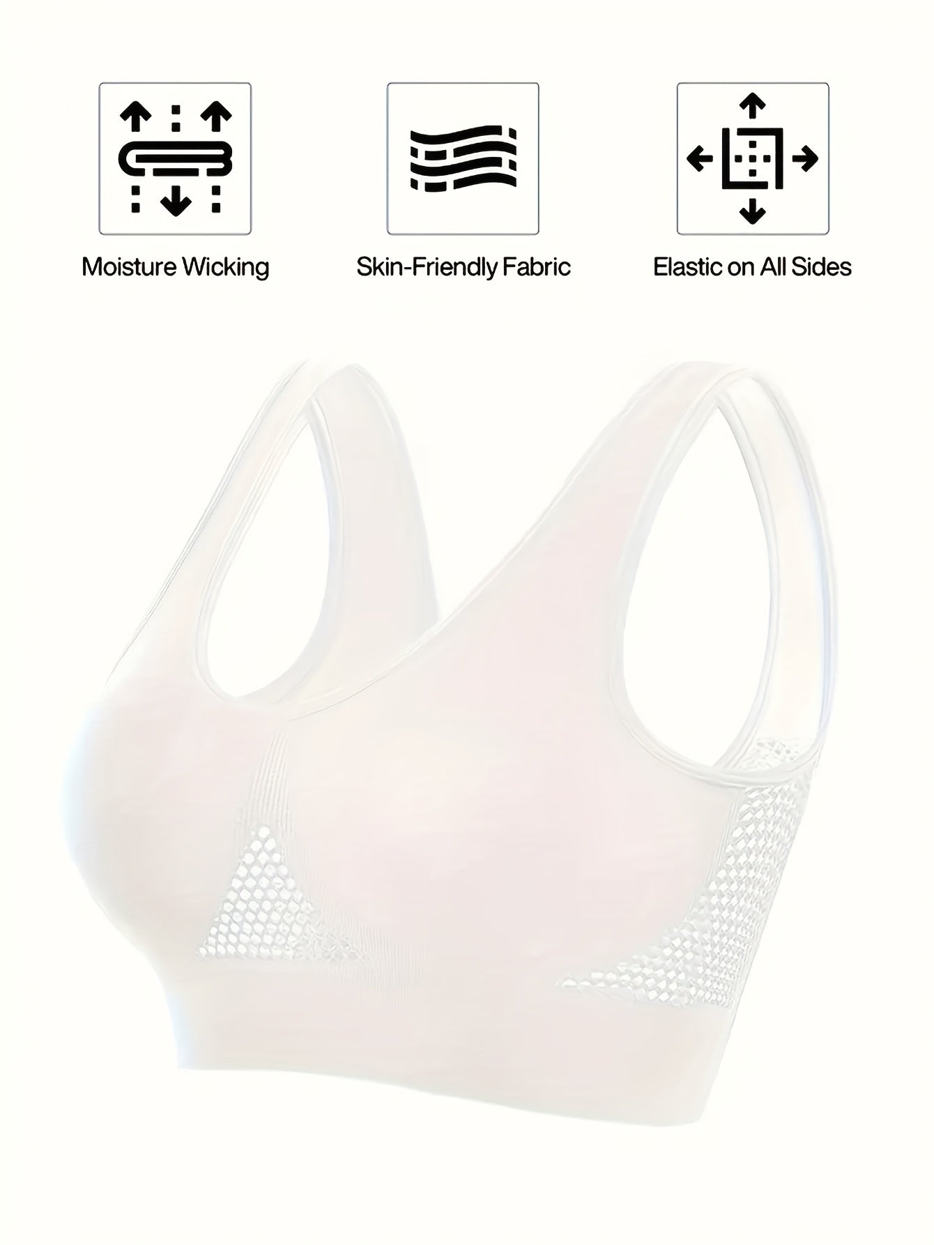 Women's Plus Size Seamless V-Neck Sports Bra with Breathable Mesh