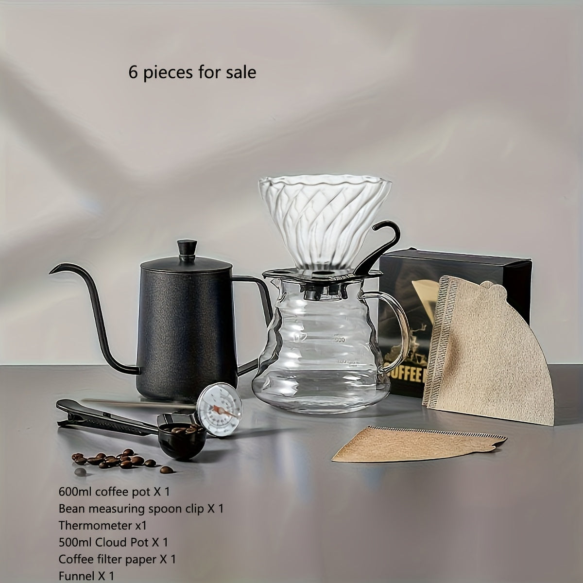 Portable Stainless Steel Coffee Machine Set with Grinder and Accessories
