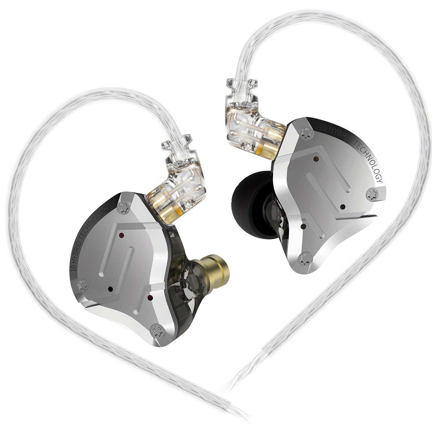 In-Ear Monitoring Headphones with 4BA 1DD Drivers HiFi Bass Detachable 2-Pin Cable