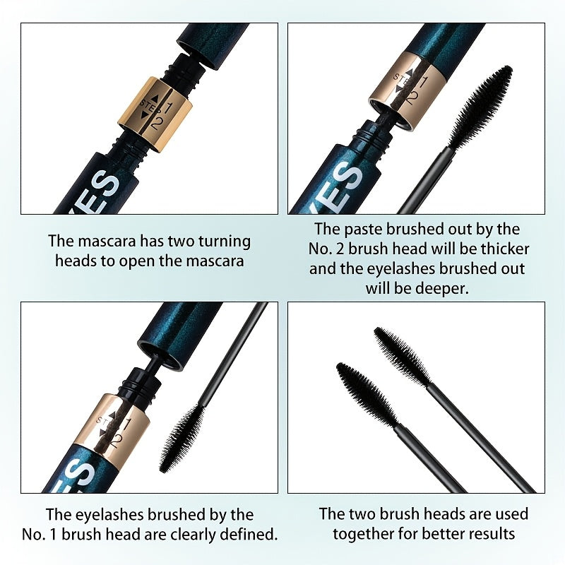 Máscara de pestañas 4D con fibras para mujer, a prueba de agua, riza, alarga y da volumen, negro, 9g