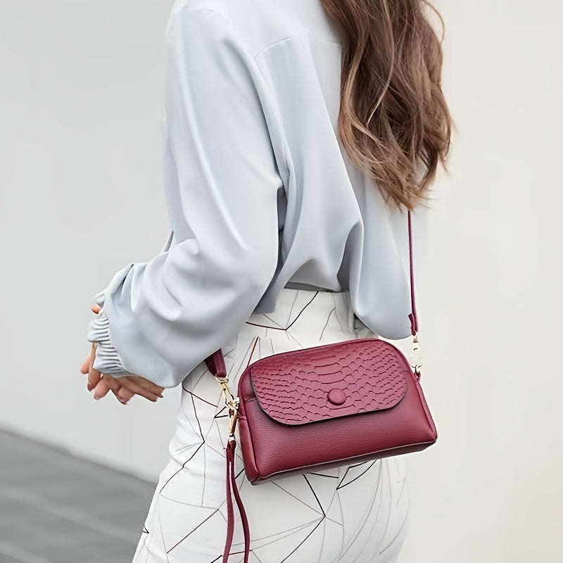 Mini Crossbody Bag for Women with Removable Strap Zipper Closure Solid Color