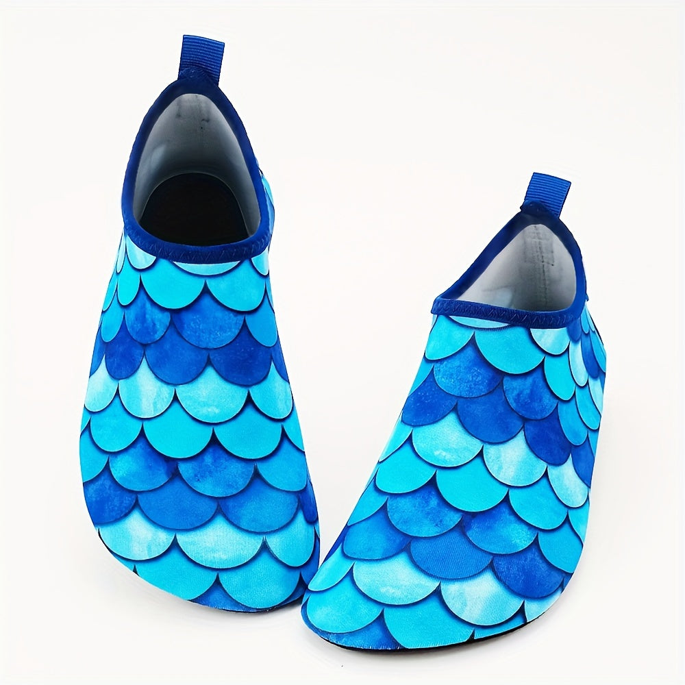Toddler Girls Water Shoes Fish Scale Print Lightweight Summer Beach Slip-On