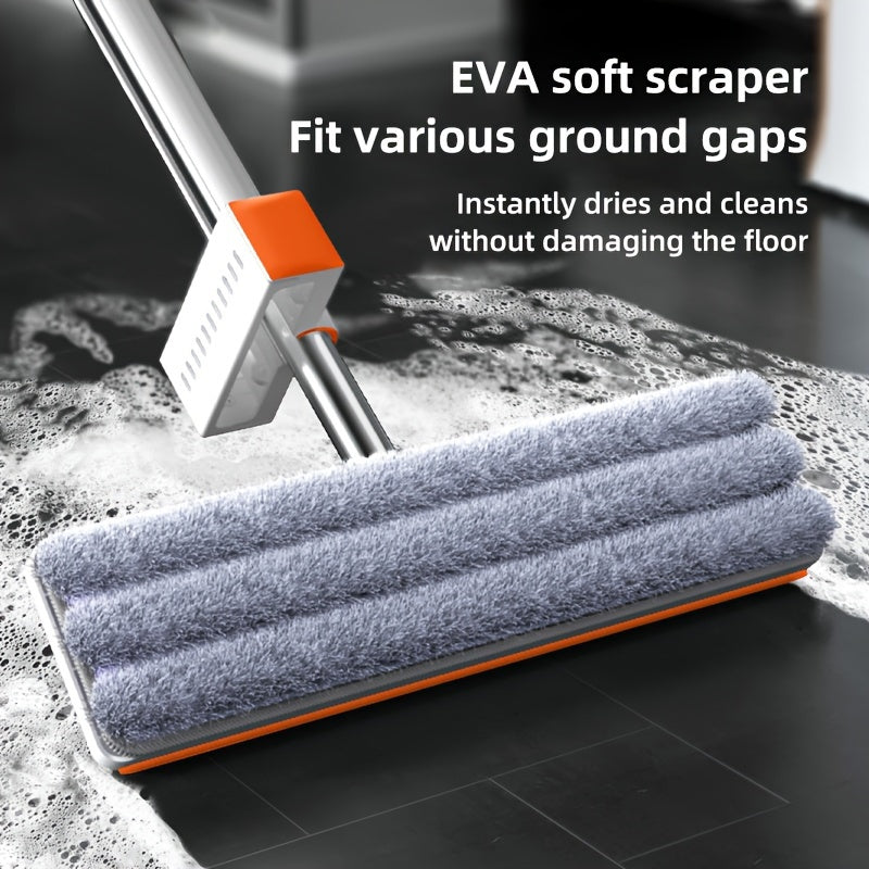 Stainless Steel Flat Mop Set with Long Handle for Multi-Surface Floor Cleaning