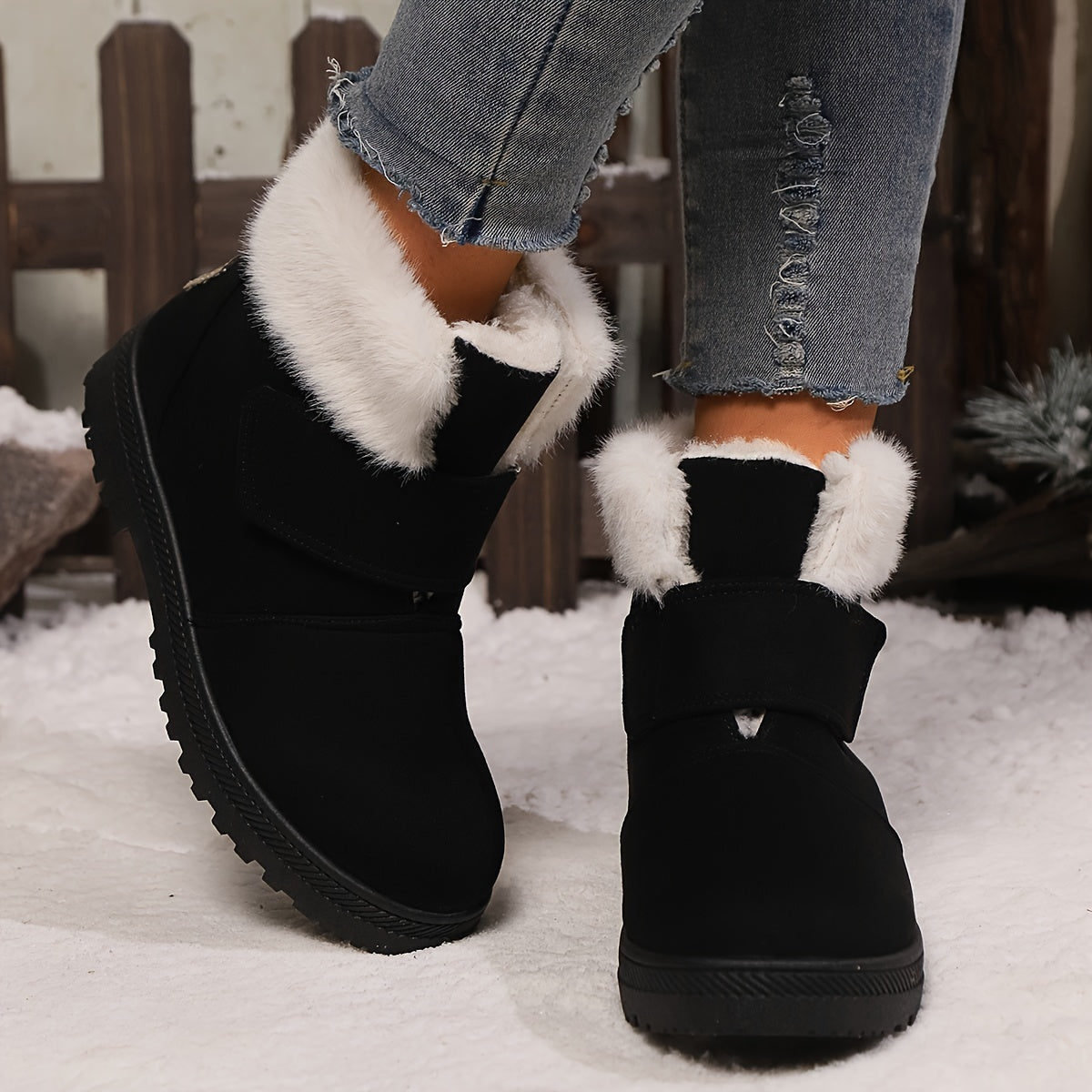 Women's Fleece-Lined Snow Boots Non-Slip High-Top Ankle Boots