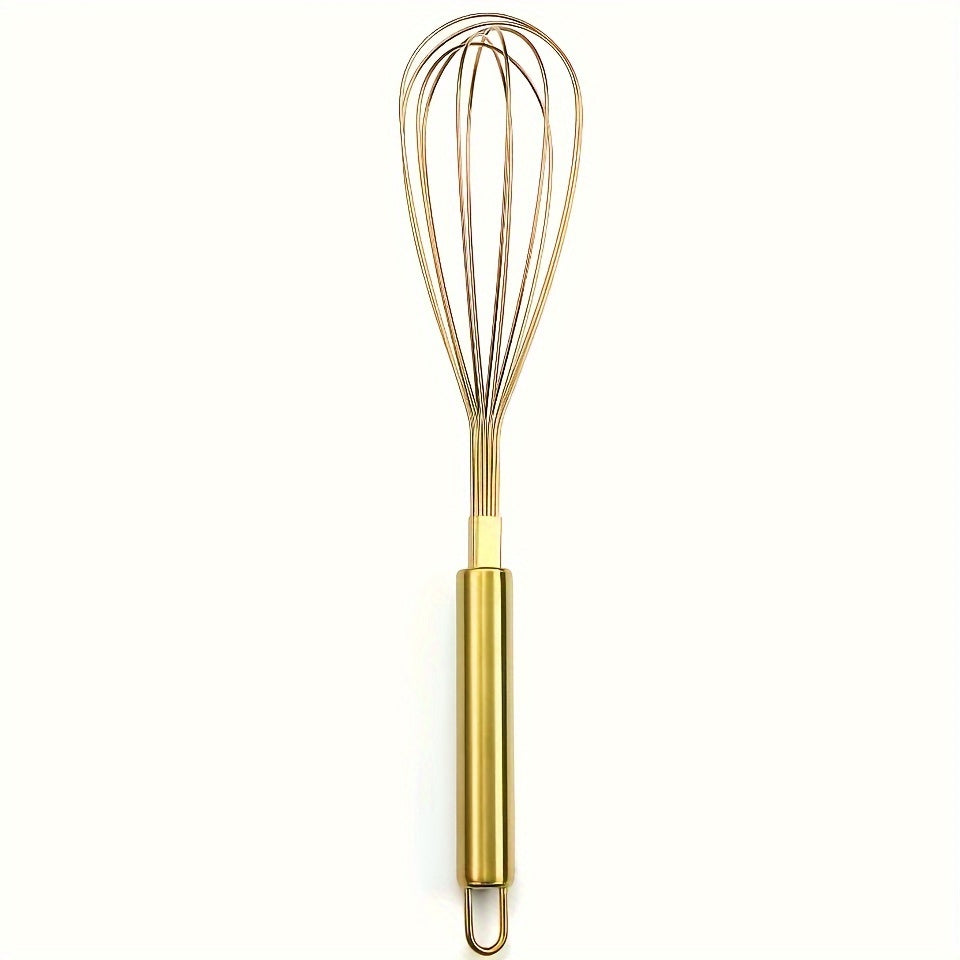 Gold Stainless Steel Whisk Handheld Egg Beater for Baking and Cooking