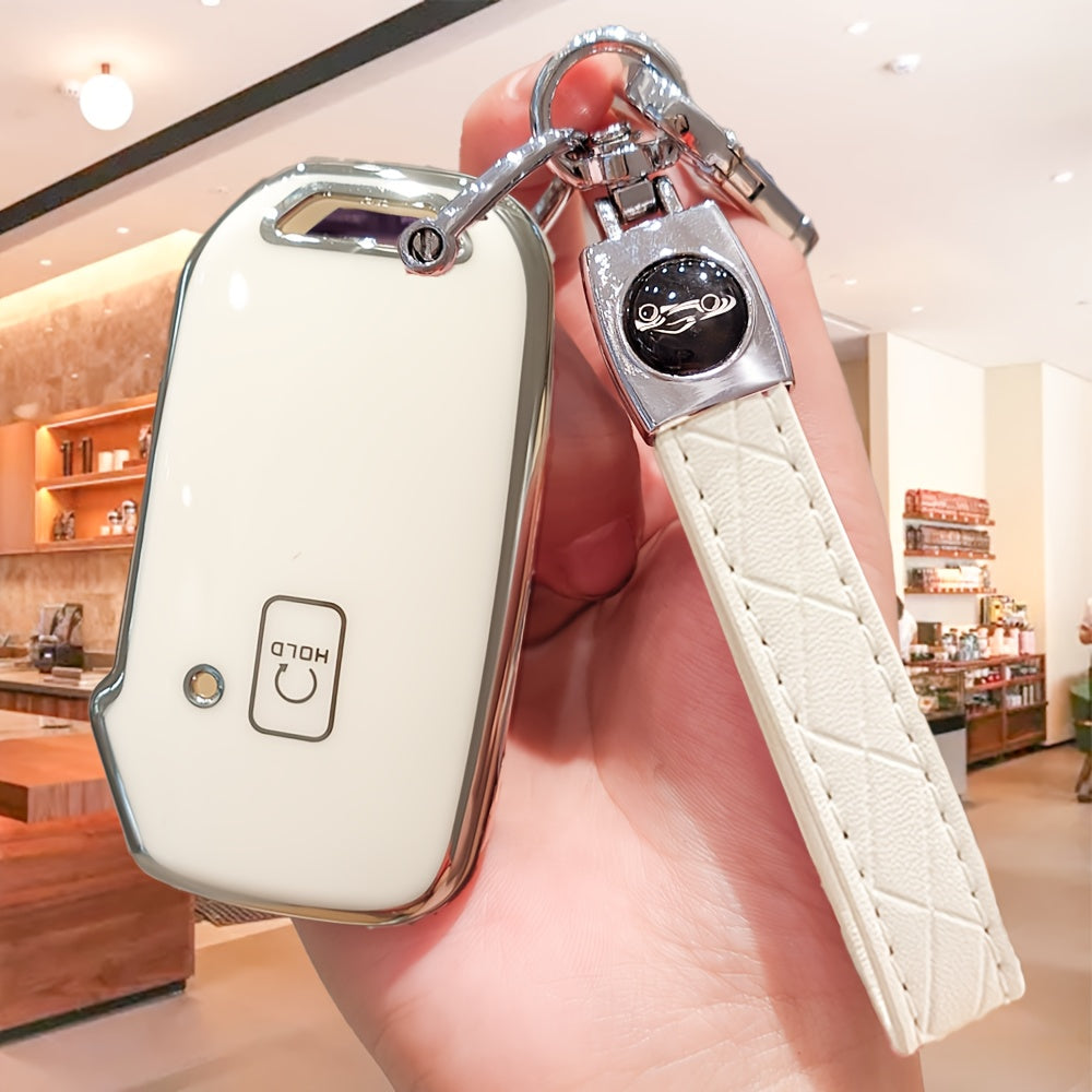 Car Key Cover with Keychain Universal Fit for SUV and Sedan Black Plastic