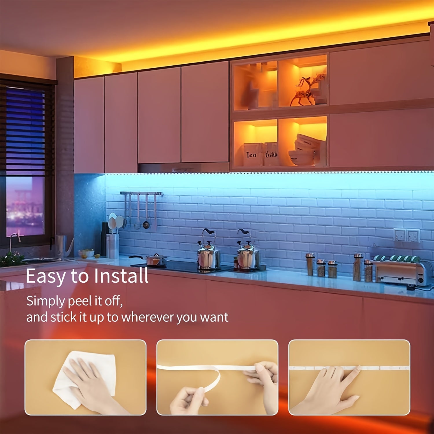 Tira de luces LED RGB de 5V alimentada por USB de 91,44cm a 30,48m con control remoto, aplicación, regulable, cambio de color para dormitorio, sala de estar, fiesta