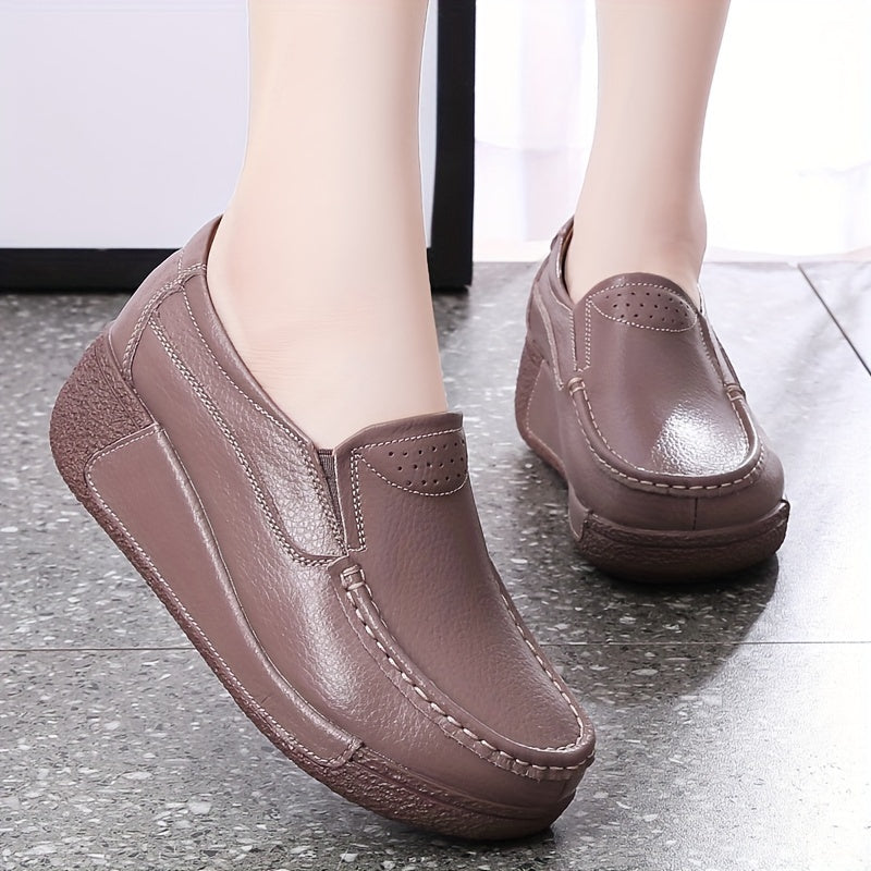 Women's Slip-On Platform Sneakers with Thick Sole and Round Toe for All Seasons