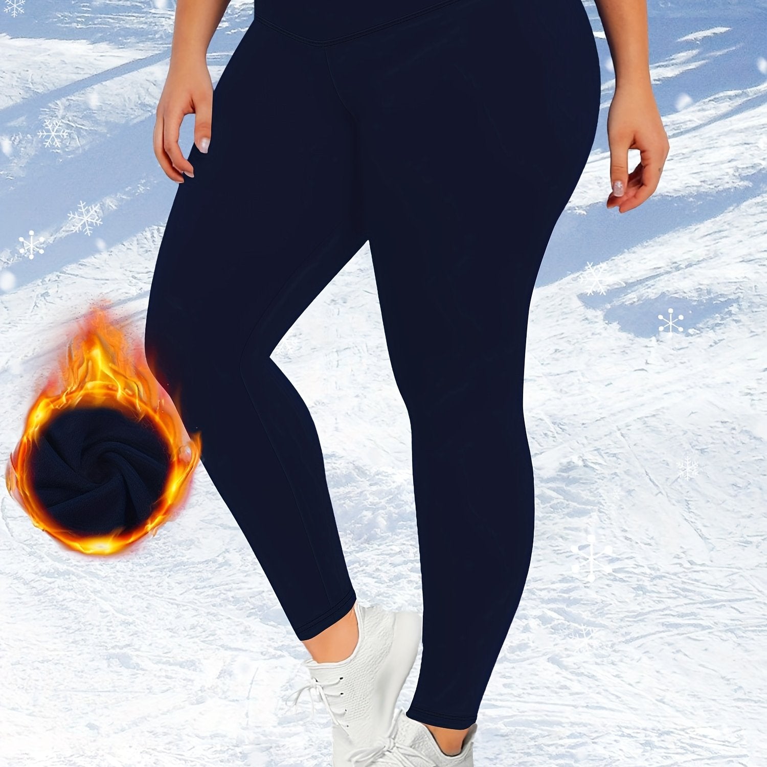 Plus Size High-Waisted Fleece-Lined Leggings for Autumn Winter