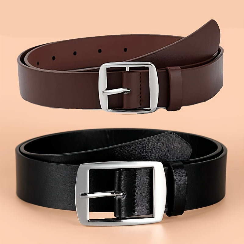 Women's Leather Belt with Square Buckle for Casual, Formal, and Beach Wear