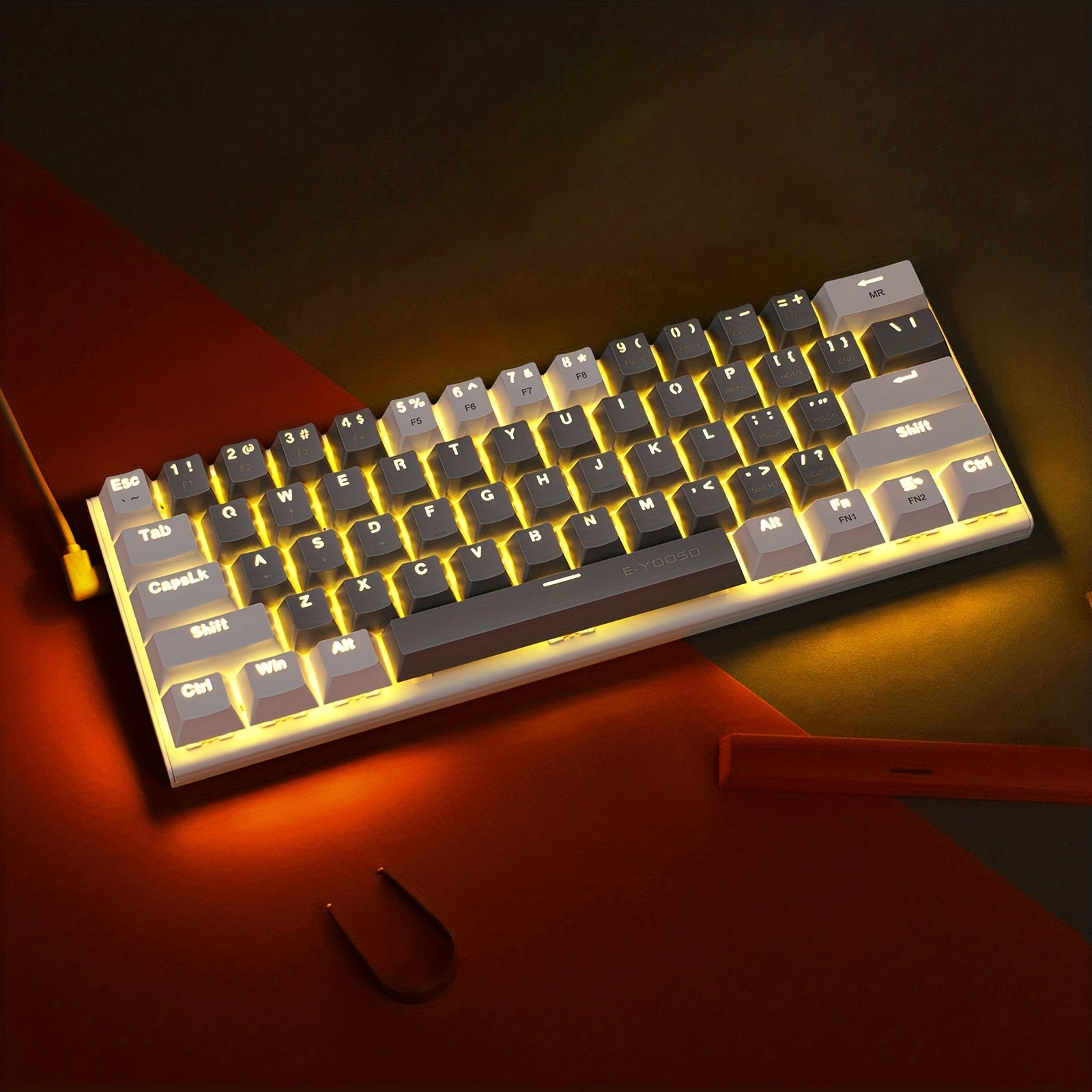60% Mechanical Gaming Keyboard LED Backlit Black Gray or White Gray Compact for Windows and Mac
