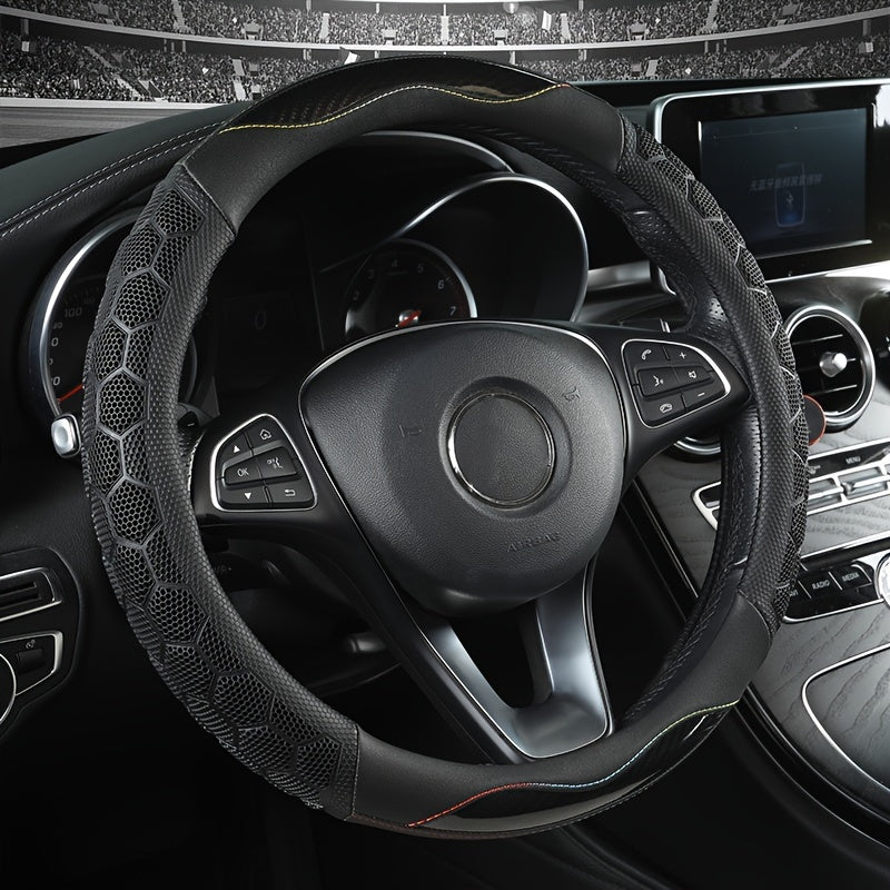 Universal charm bilan nafas oladigan, sirpanmaydigan qora charm rul boshqacha qopqog'i