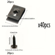 40 piezas de clips en U de metal y tornillos para coche, motocicleta, scooter, ATV, moped, bicicleta eléctrica