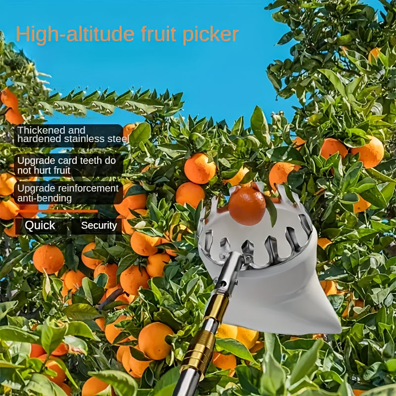 Stainless Steel Fruit Picking Tool for Apples Oranges Pears Safety Features Durable Garden Harvesting Device