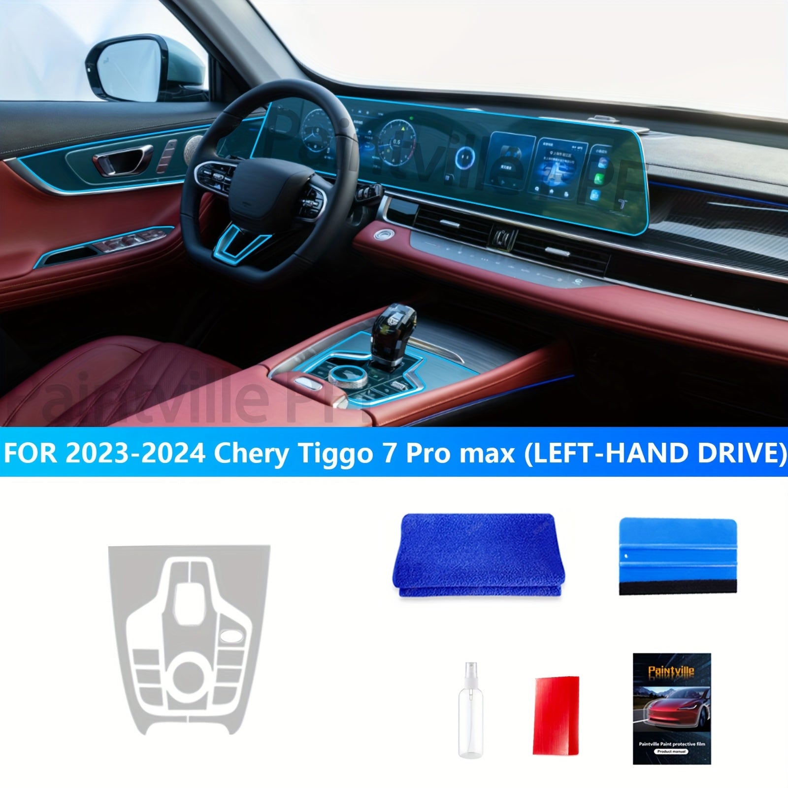 Car Interior Protection Film for Tiggo 7 Pro Max 2023-2024 TPU Screen Protector