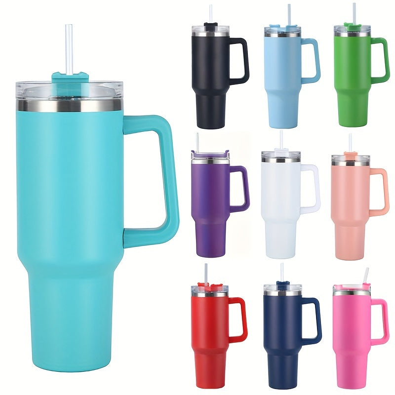 Vaso aislante de acero inoxidable con asa y pajilla para bebidas calientes y frías 20oz