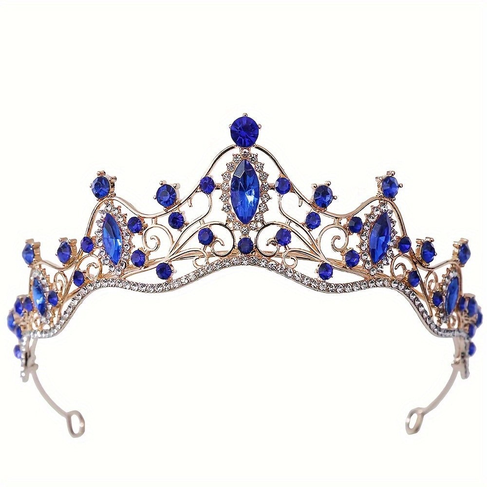 Diadema de princesa de metal para mujer con corona de cristales verdes, accesorio para el cabello de novia para bodas