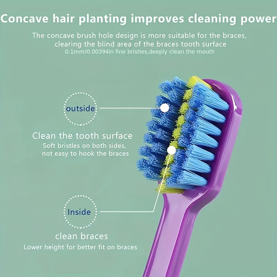 Adult Soft Bristle Toothbrushes for Braces Pack of 2 Nylon Brush Heads