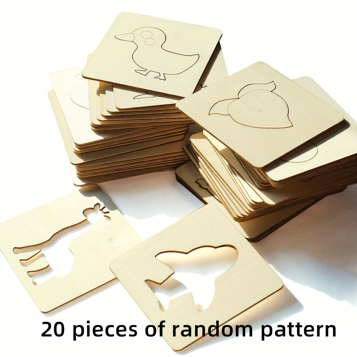 Set of 20 Wooden Painting Templates for Children and Teens Educational Doodling Art Crafts
