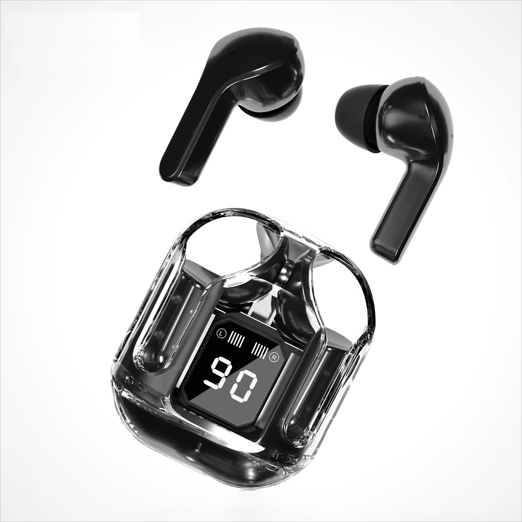 2024 Wireless In-Ear Headphones with Multi-Color Semi-Transparent Design and LED Display