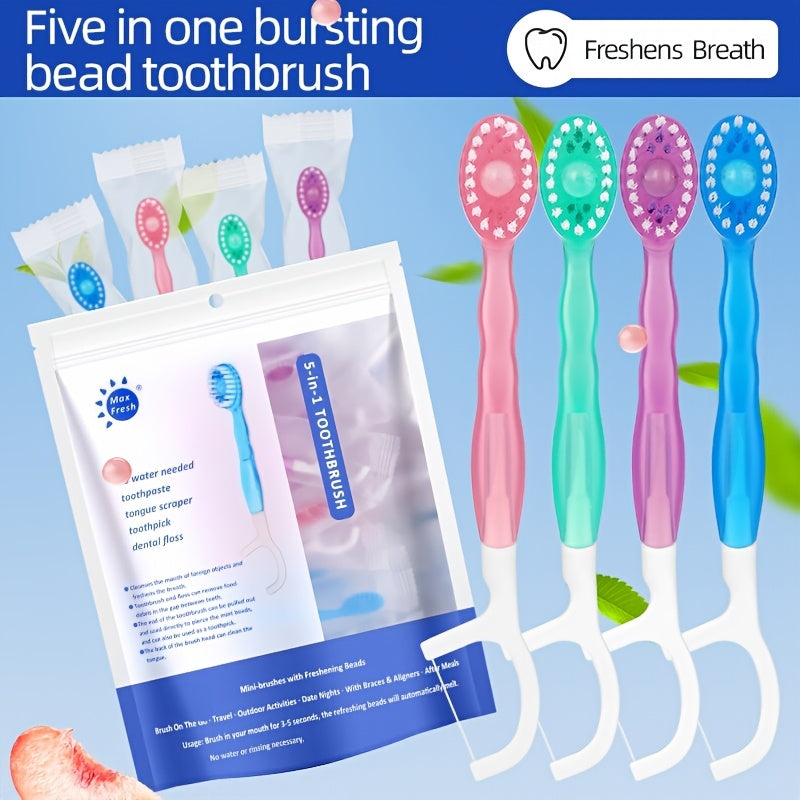 12-Pack Portable Disposable Toothbrushes, 4 Flavors, Multi-Purpose